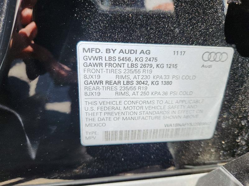 Продаж на аукціоні авто 2018 Audi Q5, vin: WA1BNAFY5J2089867, номер лоту: 61738306