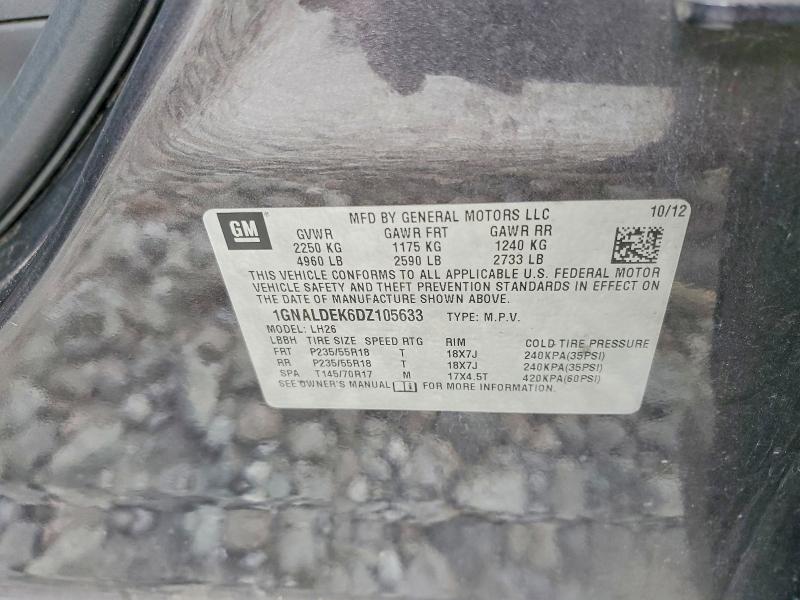 60994126 :رقم المزاد ، 1GNALDEK6DZ105633 vin ، 2013 Chevrolet Equinox مزاد بيع