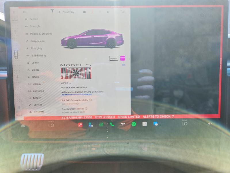 Aukcja sprzedaży 2022 Tesla Model S, vin: 5YJSA1E68NF477518, numer aukcji: 61707796