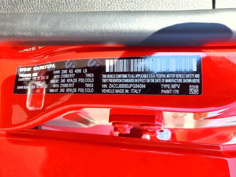 2018 Jeep Renegade მანქანა იყიდება აუქციონზე, vin: ZACCJBBB0JPG84094, აუქციონის ნომერი: 62671766