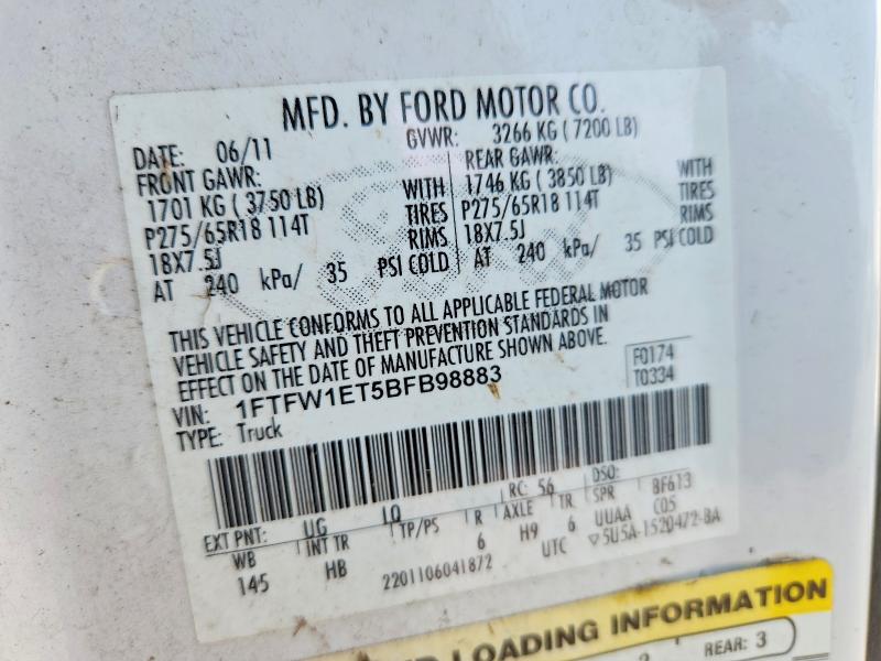 Продаж на аукціоні авто 2011 Ford F150, vin: 1FTFW1ET5BFB98883, номер лоту: 60853886