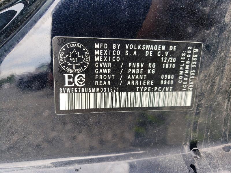 Продаж на аукціоні авто 2021 Volkswagen Jetta, vin: 3VWE57BU5MM031521, номер лоту: 60484996