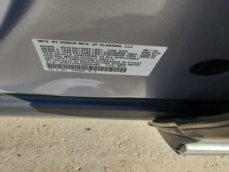 61713246 :رقم المزاد ، 5FNYF5H64KB044384 vin ، 2019 Honda Pilot مزاد بيع