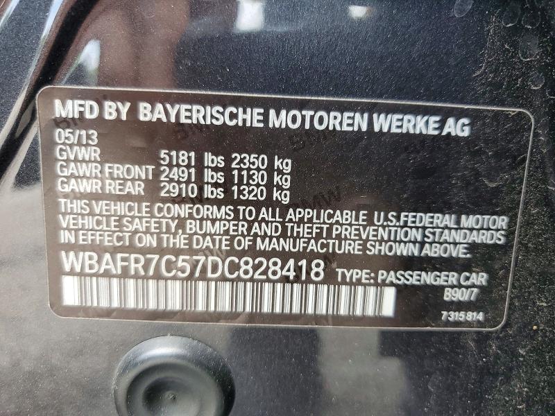 Aukcja sprzedaży 2013 Bmw 535, vin: WBAFR7C57DC828418, numer aukcji: 60879766