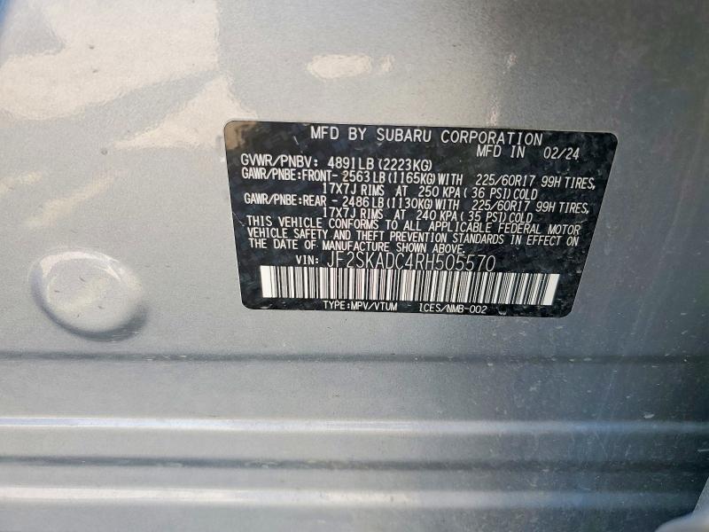 Aukcja sprzedaży 2024 Subaru Forester, vin: JF2SKADC4RH505570, numer aukcji: 59807766