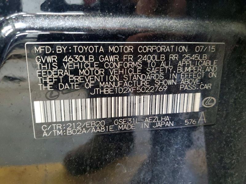 Продаж на аукціоні авто 2015 Lexus Is, vin: JTHBE1D2XF5022769, номер лоту: 85617575