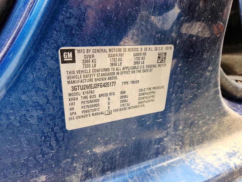 Aukcja sprzedaży 2015 Gmc Sierra, vin: 3GTU2WEJ2FG426177, numer aukcji: 61977196