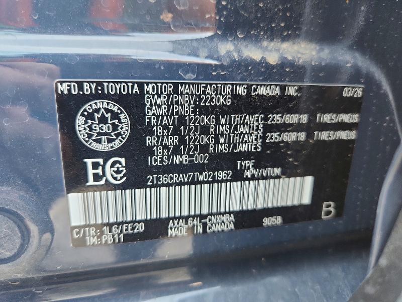 61196326 :رقم المزاد ، 2T36CRAV7TW021962 vin ، 2026 Toyota Rav4 مزاد بيع