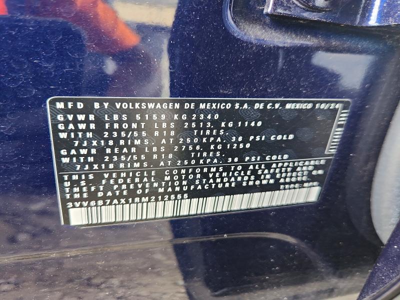 Aukcja sprzedaży 2024 Volkswagen Tiguan, vin: 3VV6B7AX1RM212555, numer aukcji: 62509386
