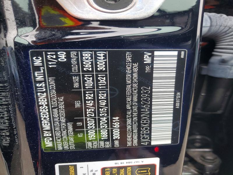 Aukcja sprzedaży 2022 Mercedes-benz Gle, vin: 4JGFB5KBXNA623932, numer aukcji: 60518686