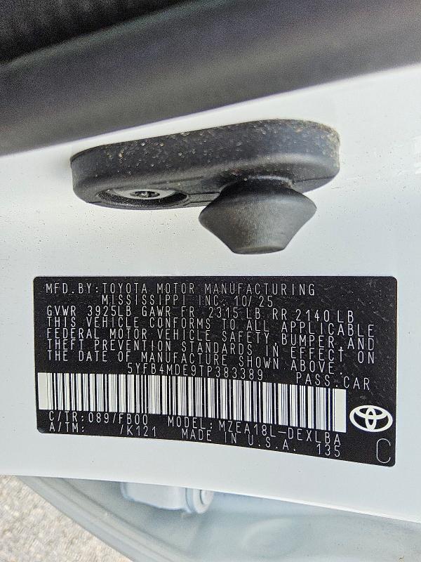 2026 Toyota Corolla მანქანა იყიდება აუქციონზე, vin: 5YFB4MDE9TP383389, აუქციონის ნომერი: 59821086