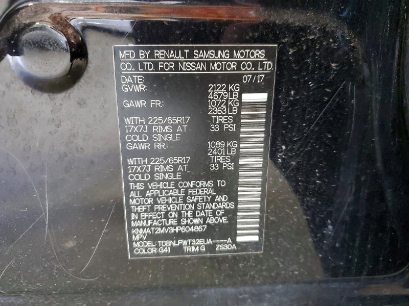 Продаж на аукціоні авто 2017 Nissan Rogue, vin: KNMAT2MV3HP604867, номер лоту: 60954686