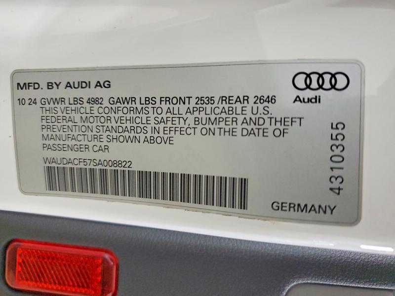 Aukcja sprzedaży 2025 Audi A5, vin: WAUDACF57SA008822, numer aukcji: 59849636