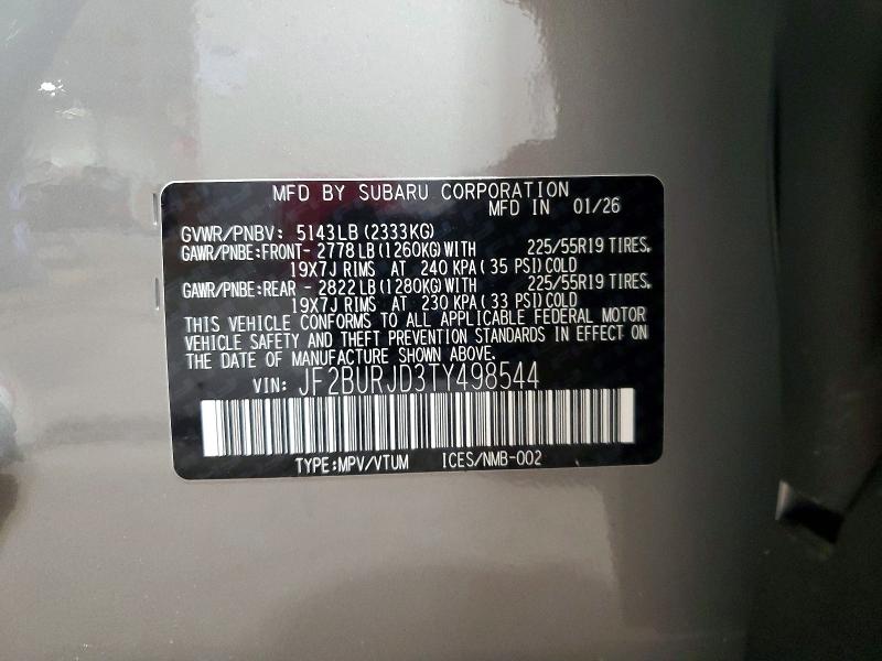 Aukcja sprzedaży 2026 Subaru Outback, vin: JF2BURJD3TY498544, numer aukcji: 60182656