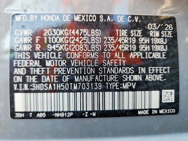 2026 Acura Adx მანქანა იყიდება აუქციონზე, vin: 3HDSA1H50TM703139, აუქციონის ნომერი: 59239186