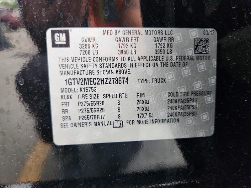 Aukcja sprzedaży 2017 Gmc Sierra, vin: 1GTV2MEC2HZ278674, numer aukcji: 61895286