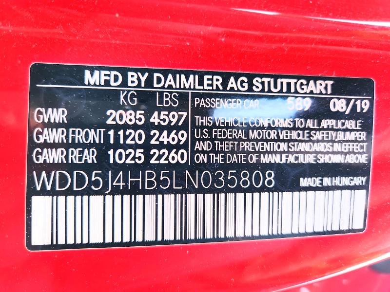 Продажа на аукционе авто 2020 Mercedes-benz Cla, vin: WDD5J4HB5LN035808, номер лота: 58276026