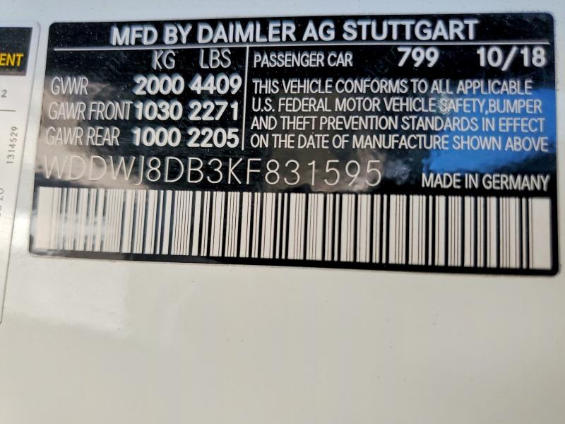 Продаж на аукціоні авто 2019 Mercedes-benz C, vin: WDDWJ8DB3KF831595, номер лоту: 61619416