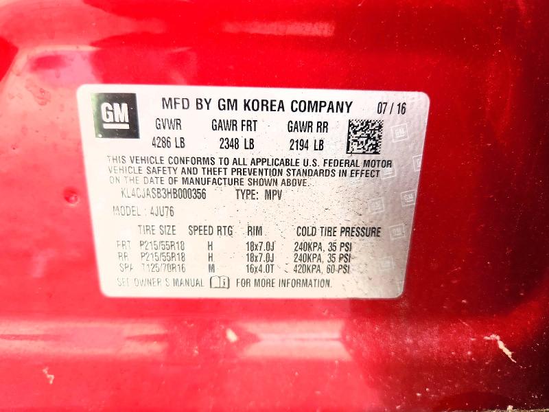 Продажа на аукционе авто 2017 Buick Encore, vin: KL4CJASB3HB000356, номер лота: 60561776
