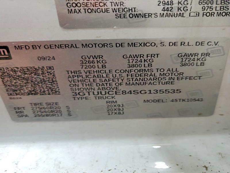 60373246 :رقم المزاد ، 3GTUUCE84SG135535 vin ، 2025 Gmc Sierra مزاد بيع