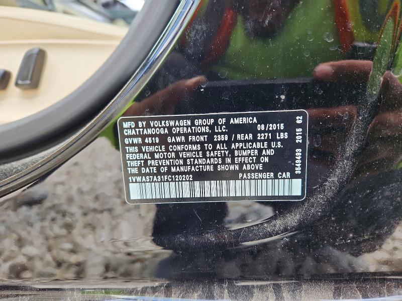Продаж на аукціоні авто 2015 Volkswagen Passat, vin: 1VWAS7A31FC120202, номер лоту: 59391426