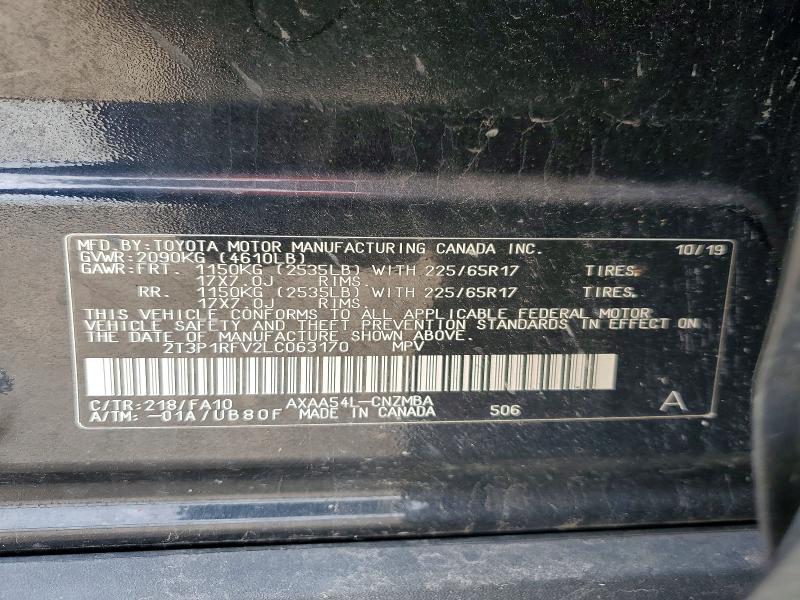Продажа на аукционе авто 2020 Toyota Rav4, vin: 2T3P1RFV2LC063170, номер лота: 62238726