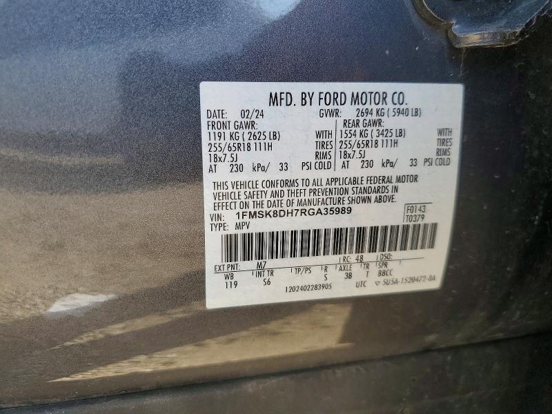 Продажа на аукционе авто 2024 Ford Explorer, vin: 1FMSK8DH7RGA35989, номер лота: 58958646