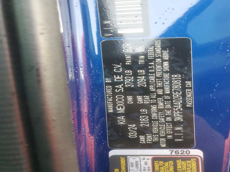 63645516 :رقم المزاد ، 3KPF54AD2RE780818 vin ، 2024 Kia Forte مزاد بيع