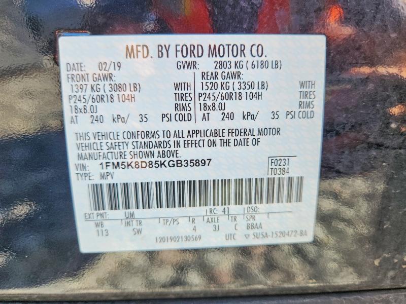 Aukcja sprzedaży 2019 Ford Explorer, vin: 1FM5K8D85KGB35897, numer aukcji: 60925326