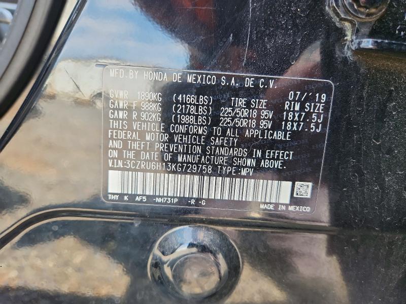 Aukcja sprzedaży 2019 Honda Hr-v, vin: 3CZRU6H13KG729758, numer aukcji: 60778956