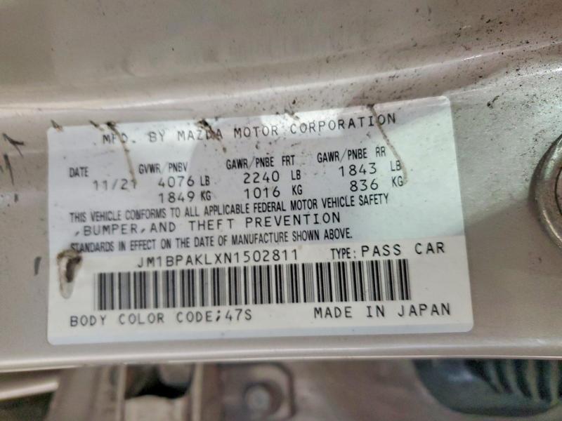 Продаж на аукціоні авто 2022 Mazda 3, vin: JM1BPAKLXN1502811, номер лоту: 60227796