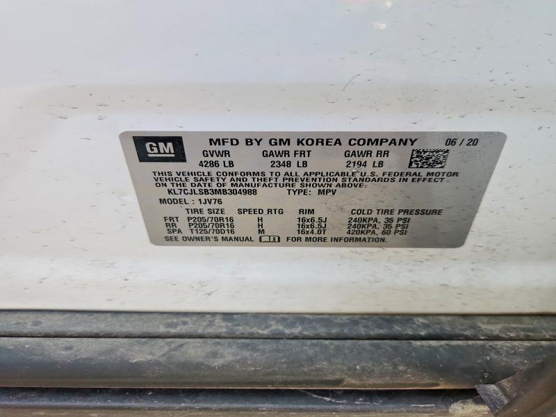 Продажа на аукционе авто 2021 Chevrolet Trax, vin: KL7CJLSB3MB304988, номер лота: 59246676
