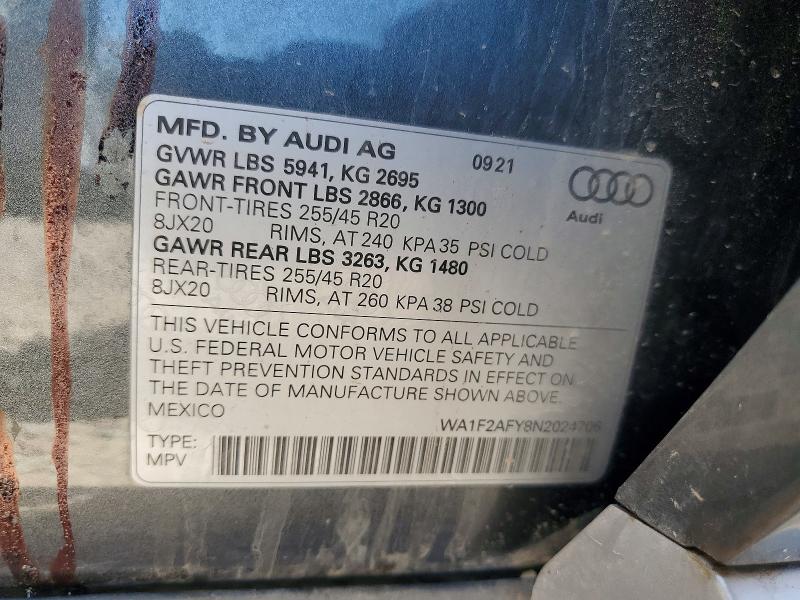 Продажа на аукционе авто 2022 Audi Q5 E, vin: WA1F2AFY8N2024706, номер лота: 61311636