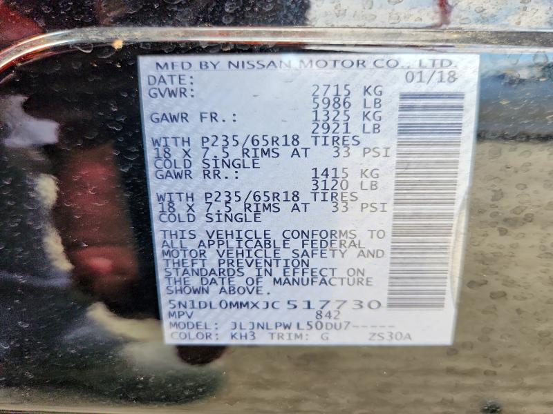 Aukcja sprzedaży 2018 Infiniti Qx60, vin: 5N1DL0MMXJC517730, numer aukcji: 63241466
