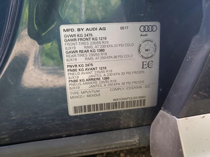 59320516 :رقم المزاد ، WA1CNAFY3J2016680 vin ، 2018 Audi Q5 مزاد بيع