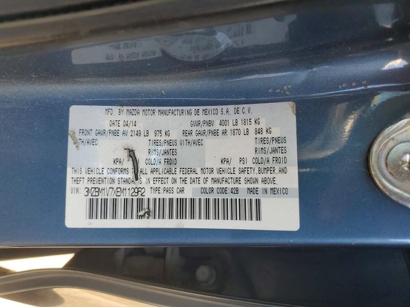 2014 Mazda 3 მანქანა იყიდება აუქციონზე, vin: 3MZBM1V7XEM112962, აუქციონის ნომერი: 59630756