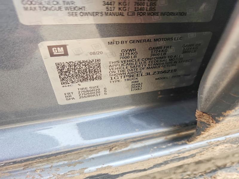 60621236 :رقم المزاد ، 1GTP9EEL3LZ356219 vin ، 2020 Gmc Sierra مزاد بيع