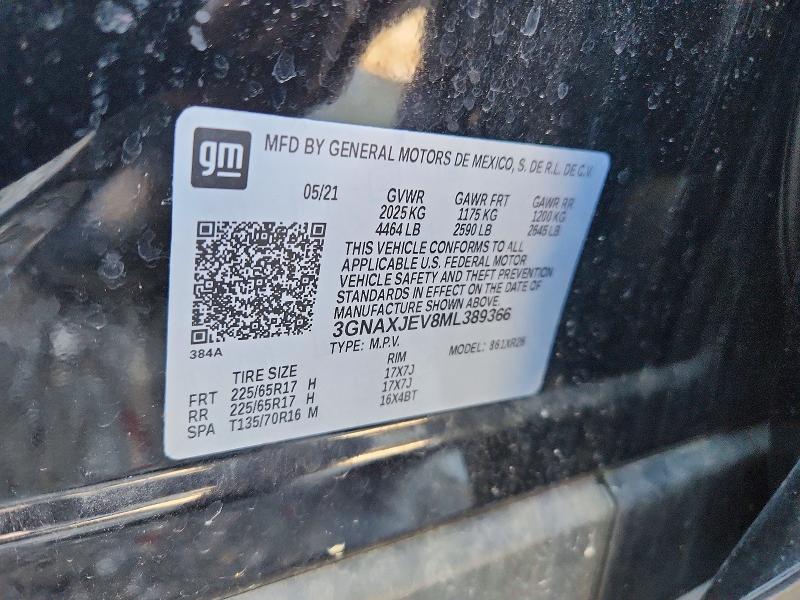 Продаж на аукціоні авто 2021 Chevrolet Equinox, vin: 3GNAXJEV8ML389366, номер лоту: 60560116