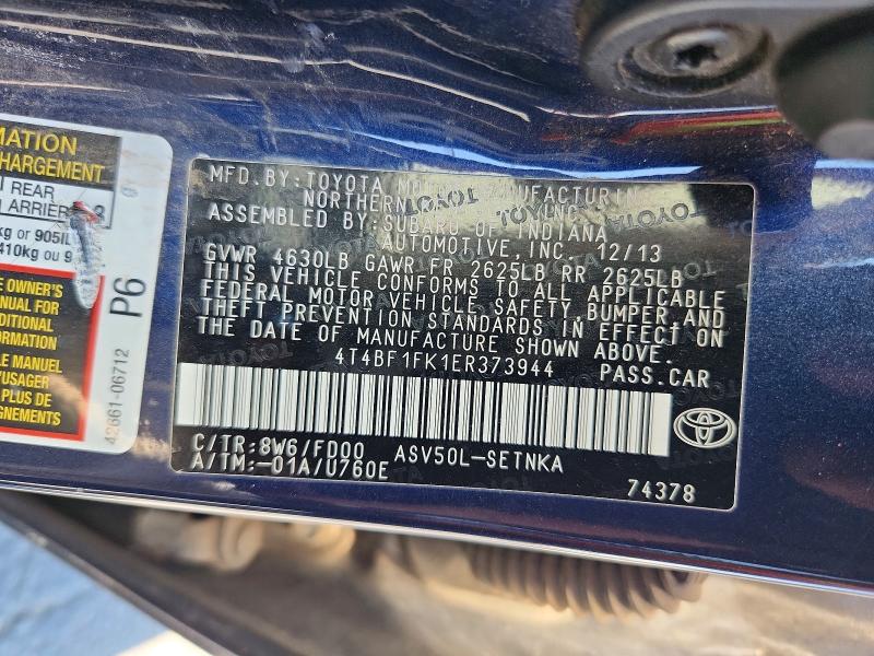Продаж на аукціоні авто 2014 Toyota Camry, vin: 4T4BF1FK1ER373944, номер лоту: 62102536