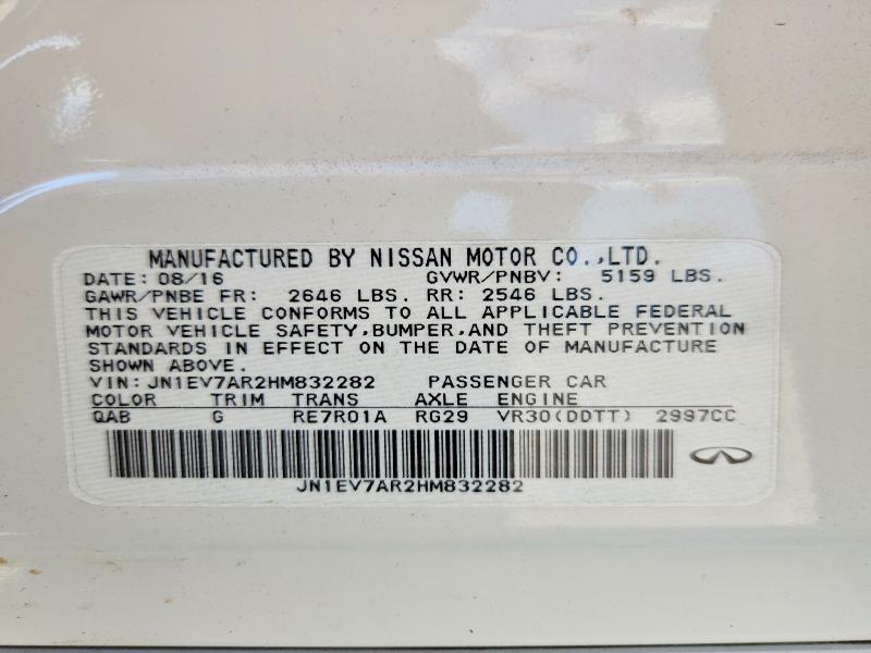 Продажа на аукционе авто 2017 Infiniti Q50, vin: JN1EV7AR2HM832282, номер лота: 61324666