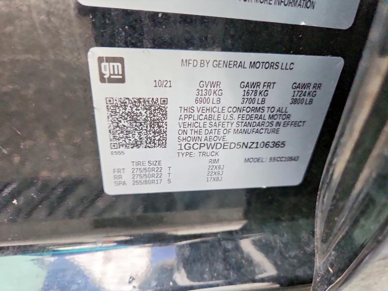 2022 Chevrolet Silverado Ltd მანქანა იყიდება აუქციონზე, vin: 1GCPWDED5NZ106365, აუქციონის ნომერი: 63021496