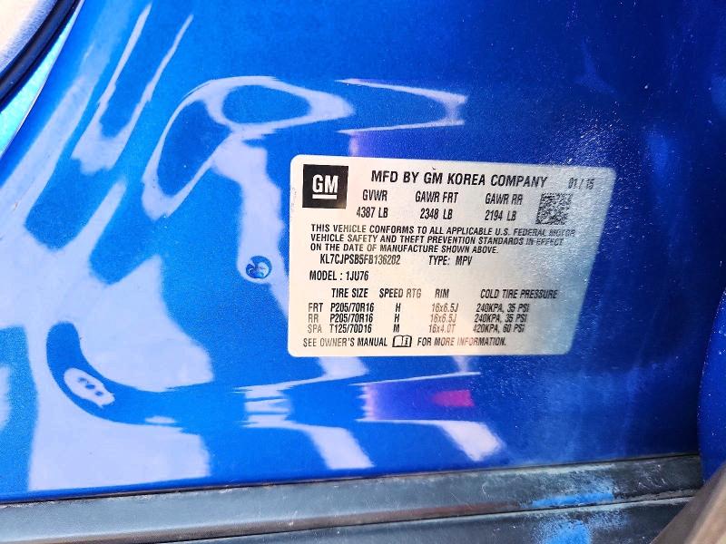 61890436 :رقم المزاد ، KL7CJPSB5FB136202 vin ، 2015 Chevrolet Trax مزاد بيع