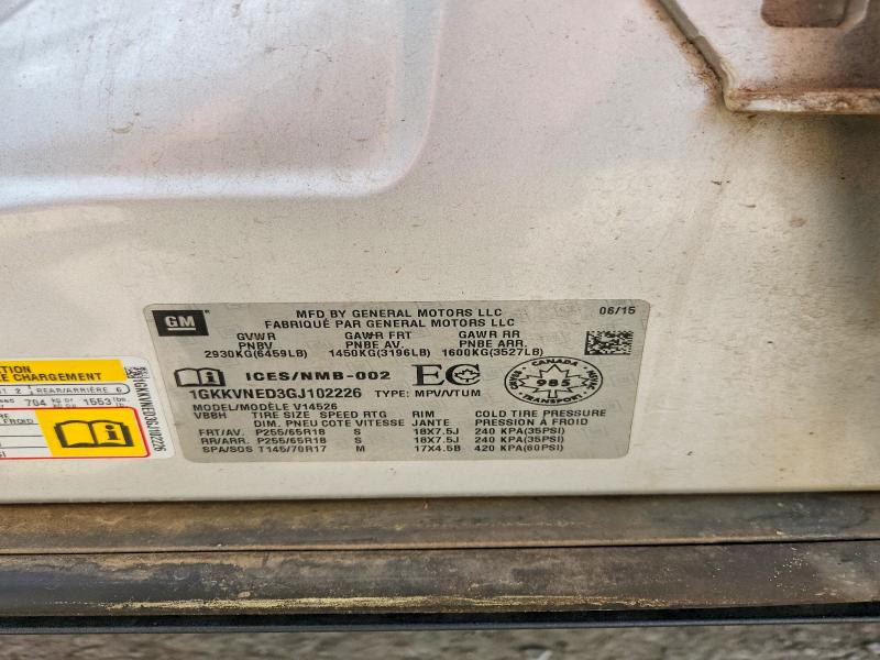 Aukcja sprzedaży 2016 Gmc Acadia, vin: 1GKKVNED3GJ102226, numer aukcji: 61732066