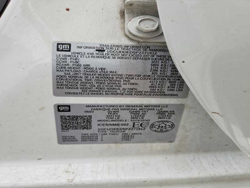 Aukcja sprzedaży 2023 Chevrolet Silverado, vin: 1GCUDDED5PZ271912, numer aukcji: 58610876