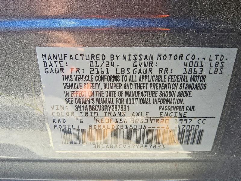 Продажа на аукционе авто 2024 Nissan Sentra, vin: 3N1AB8CV3RY287831, номер лота: 60171816