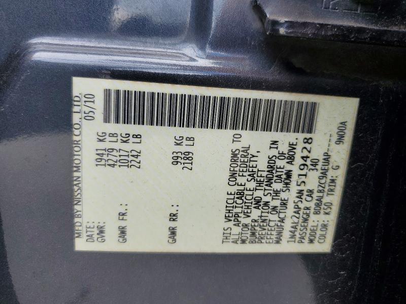 Aukcja sprzedaży 2010 Nissan Altima, vin: 1N4AL2AP5AN519428, numer aukcji: 61021116