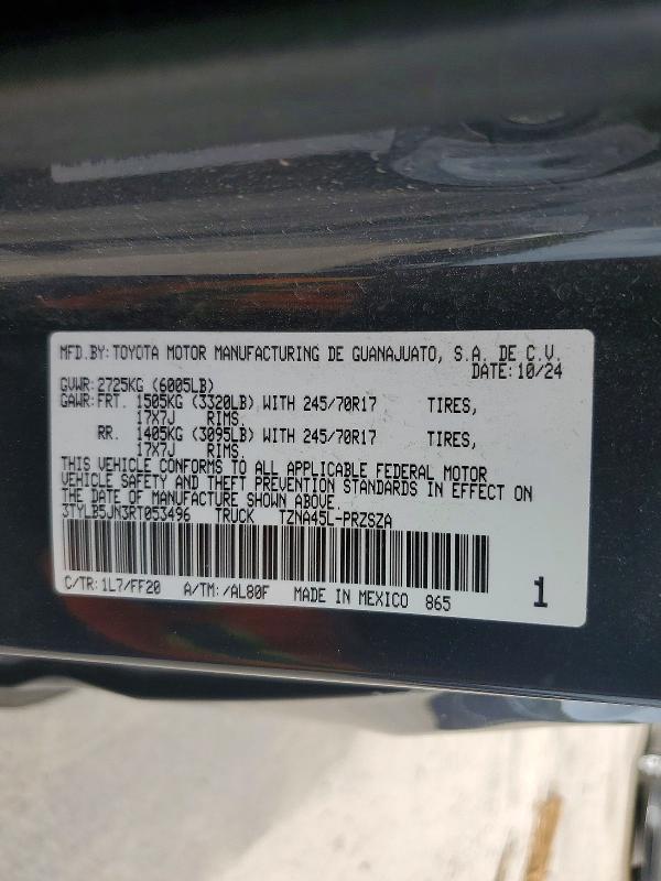 62280626 :رقم المزاد ، 3TYLB5JN3RT053496 vin ، 2024 Toyota Tacoma مزاد بيع