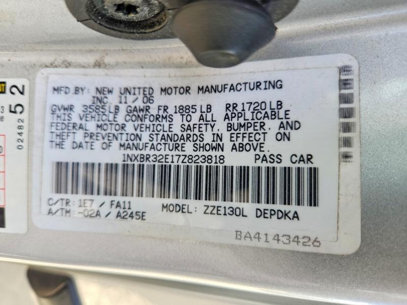 62017126 :رقم المزاد ، 1NXBR32E17Z823818 vin ، 2007 Toyota Corolla مزاد بيع