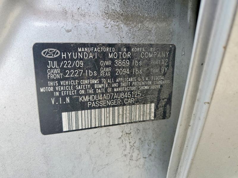 Aukcja sprzedaży 2010 Hyundai Elantra, vin: KMHDU4AD7AU845125, numer aukcji: 61595866