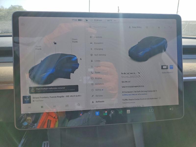 Aukcja sprzedaży 2021 Tesla Model Y, vin: 5YJYGDEF4MF197376, numer aukcji: 62717126
